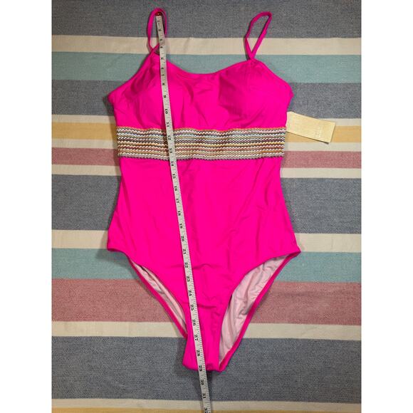 NWT HEYTALALA Hot Pink One-Piece Swimsuit Sz Medium - Picture 3 of 6